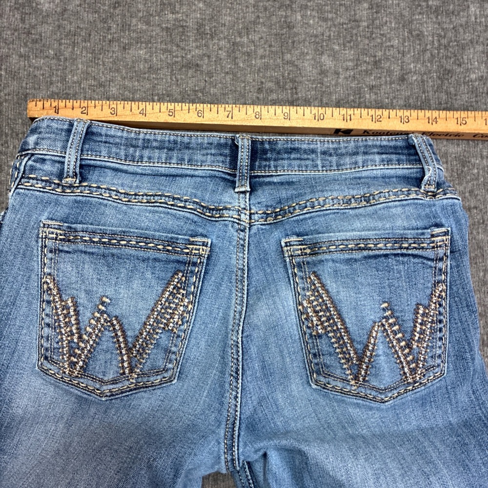 Wrangler Shiloh Riding Jeans Bootcut Womens 7x32 Blue Flex Waistband Embroidered - Picture 10 of 14
